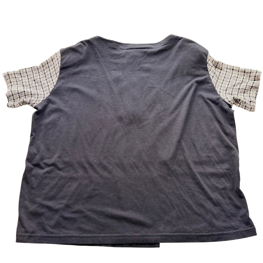 Vintage Studio G Women Giraffe‎ Patchwork T-Shirt XL Black Retro Lagenlook - Picture 2 of 9